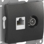 Schneider electric GLOSSA РОЗЕТКА двойная ТВ + компьютерная RJ45, кат. 5Е АНТРАЦИТ