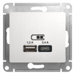 Schneider electric GLOSSA USB РОЗЕТКА A+С, 5В/2,4А, 2х5В/1,2 А, механизм, ПЕРЛАМУТР