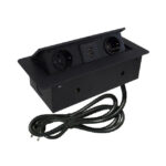 Розетка горизонтальная выдвижная 2EU+2USB Черная OvalC