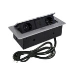 Розетка горизонтальная выдвижная 2EU+2USB Серая OvalC