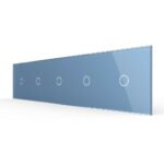 Панель для пяти сенсорных выключателей Livolo, 5 клавиш (1+1+1+1+1), цвет синий, стекло