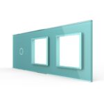 Панель для сенсорного выключателя и двух розеток Livolo, 1 клавиша, цвет зеленый, стекло