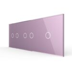 Панель для трех сенсорных выключателей Livolo, 5 клавиш (2+2+1), цвет розовый, стекло