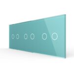 Панель для трех сенсорных выключателей Livolo, 6 клавиш (2+2+2), цвет зеленый, стекло