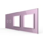 Панель для сенсорного выключателя и двух розеток Livolo, 2 клавиши, цвет розовый, стекло