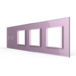 Панель для сенсорного выключателя и 3-х розеток Livolo, 2 клавиши, цвет розовый, стекло