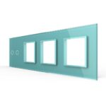 Панель для сенсорного выключателя и 3-х розеток Livolo, 2 клавиши, цвет зеленый, стекло