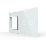 Панель для розетки и сенсорного выключателя Livolo, 2 клавиши, цвет белый, стекло