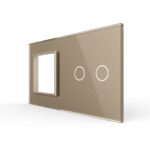 Панель для розетки и сенсорного выключателя Livolo, 2 клавиши, цвет золотой, стекло
