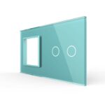 Панель для розетки и сенсорного выключателя Livolo, 2 клавиши, цвет зеленый, стекло