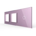 Панель для двух розеток и сенсорного выключателя Livolo, 1 клавиша, цвет розовый, стекло