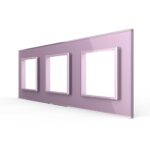 Рамка для розетки Livolo 3 поста, цвет розовый, стекло