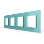 Рамка для розетки Livolo 4 поста, цвет зеленый, стекло