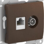 Schneider electric GLOSSA РОЗЕТКА двойная ТВ + компьютерная RJ45, кат. 5Е ШОКОЛАД
