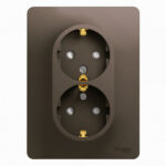 Schneider electric GLOSSA РОЗЕТКА двойная с заземлением со шторками, 16А, в сборе, ШОКОЛАД