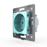 Розетка электрическая с заземлением защитными шторками 16A Livolo, цвет зеленый (механизм)