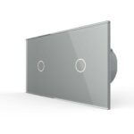 Сенсорный выключатель Livolo 2 клавиши (1-1), 2 поста Серый