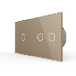 Сенсорный выключатель Livolo 3 клавиши (1-2), 2 поста Золотой