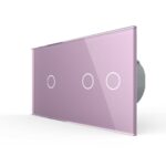 Сенсорный выключатель Livolo 3 клавиши (1-2), 2 поста Розовый
