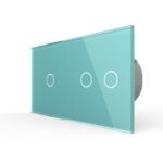 Сенсорный выключатель Livolo 3 клавиши (1-2), 2 поста Зеленый
