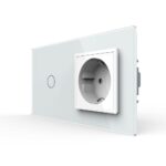 Сенсорный выключатель Livolo комбинированный на 1 линию 1 розетка 2 модуля Белый