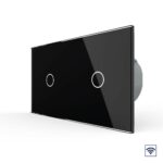 Сенсорный радиоуправляемый выключатель Livolo 2 клавиши (1-1), 2 поста Черный