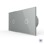 Сенсорный радиоуправляемый выключатель Livolo 2 клавиши (1-1), 2 поста Серый