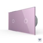Сенсорный радиоуправляемый выключатель Livolo 2 клавиши (1-1), 2 поста Розовый