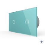 Сенсорный радиоуправляемый выключатель Livolo 2 клавиши (1-1), 2 поста Зеленый