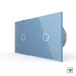 Сенсорный радиоуправляемый выключатель Livolo 2 клавиши (1-1), 2 поста Синий