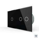 Сенсорный радиоуправляемый выключатель Livolo 3 клавиши (1-2), 2 поста Черный