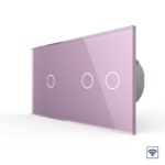 Сенсорный радиоуправляемый выключатель Livolo 3 клавиши (1-2), 2 поста Розовый