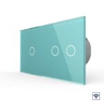 Сенсорный радиоуправляемый выключатель Livolo 3 клавиши (1-2), 2 поста Зеленый