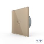Сенсорный проходной радиоуправляемый выключатель Livolo 1 клавиша 1 пост Золотой