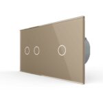 Сенсорный выключатель Livolo 3 клавиши (2-1), 2 поста Золотой