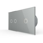 Сенсорный выключатель Livolo 3 клавиши (2-1), 2 поста Серый