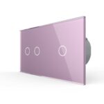 Сенсорный выключатель Livolo 3 клавиши (2-1), 2 поста Розовый