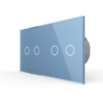Сенсорный выключатель Livolo 4 клавиши (2-2), 2 поста Синий
