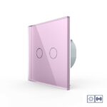 Сенсорный импульсный выключатель Livolo сухой контакт 2 клавиши 1 модуль Розовый