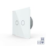 Сенсорный импульсный радиоуправляемый выключатель Livolo сухой контакт 2 клавиши 1 модуль Белый