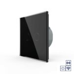 Сенсорный импульсный радиоуправляемый выключатель Livolo сухой контакт 2 клавиши 1 модуль Черный