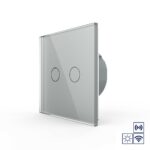 Сенсорный импульсный радиоуправляемый выключатель Livolo сухой контакт 2 клавиши 1 модуль Серый