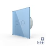 Сенсорный импульсный радиоуправляемый выключатель Livolo сухой контакт 2 клавиши 1 модуль Синий