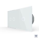 Сенсорный радиоуправляемый выключатель Livolo 3 клавиши (2-1), 2 поста Белый