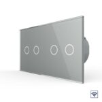 Сенсорный радиоуправляемый выключатель Livolo 4 клавиши (2-2), 2 поста Серый