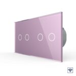 Сенсорный радиоуправляемый выключатель Livolo 4 клавиши (2-2), 2 поста Розовый