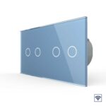 Сенсорный радиоуправляемый выключатель Livolo 4 клавиши (2-2), 2 поста Синий
