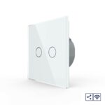 Сенсорный проходной радиоуправляемый выключатель Livolo 2 клавиши 1 пост Белый