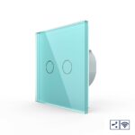 Сенсорный проходной радиоуправляемый выключатель Livolo 2 клавиши 1 пост Зеленый