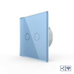 Сенсорный проходной радиоуправляемый выключатель Livolo 2 клавиши 1 пост Синий